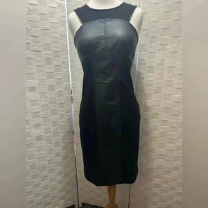 Blanc Noir Black Dress Size S, Pleather Bust And Strip throughout top to bottom
